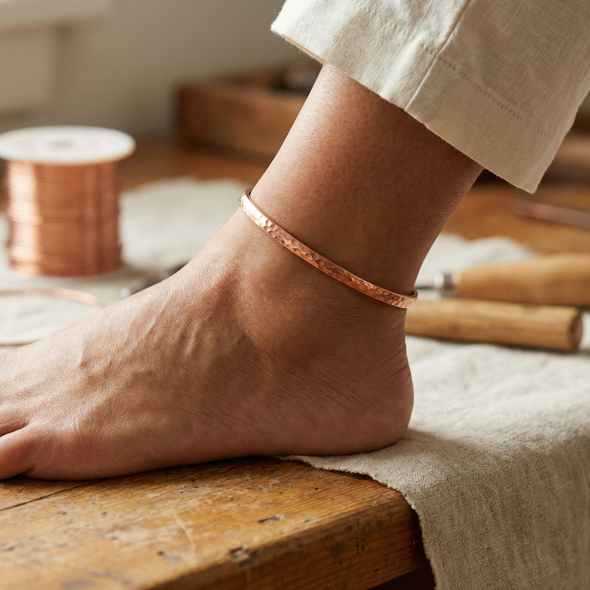 Mabel Sand Copper Anklet