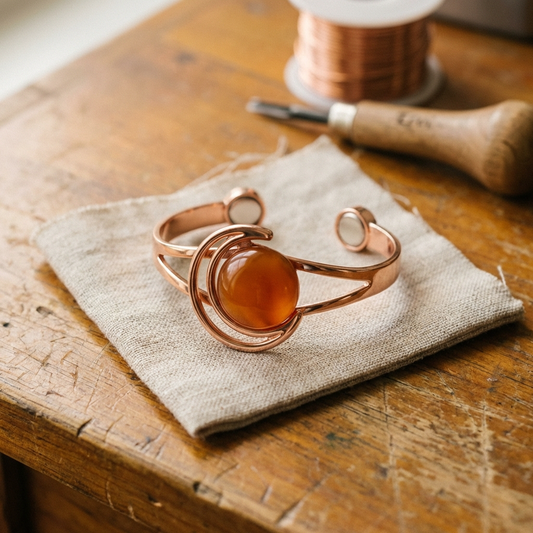 Mabel Orange Sphere Copper Bracelet